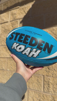 Load and play video in Gallery viewer, Personalised Blue Steeden Rugby League (Size 5)
