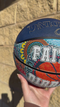 Load and play video in Gallery viewer, Personalised Spalding NBL Blue Indigenous Basketball (Size 5)
