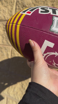 Load and play video in Gallery viewer, Personalised Brisbane Broncos Official NRL Ball (Size 5) - 4 Day Dispatch
