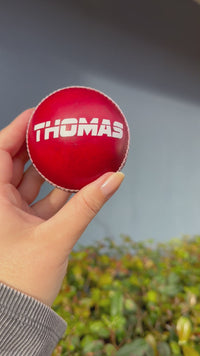 Load and play video in Gallery viewer, Personalised Red Cricket Ball
