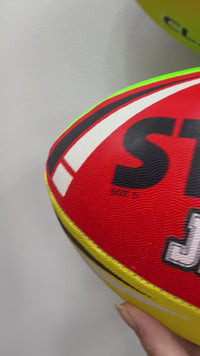 Load and play video in Gallery viewer, Personalised Multi Colour Steeden Rugby League Ball (Mini, Mod, Size 5)
