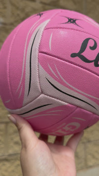 Load and play video in Gallery viewer, Personalised Gilbert Exo Pink Netball (SIZE 5)
