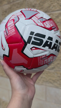 Load and play video in Gallery viewer, Personalised Mi-Ball Red Soccer Ball (Size 3, 4, 5)
