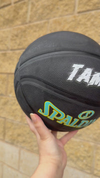 Load and play video in Gallery viewer, Personalised Spalding NBL Hoops Fest Black Highlight Basketball (Size 6, 7)
