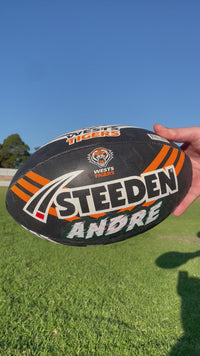 Load and play video in Gallery viewer, Personalised Wests Tigers Official NRL Ball (Size 5)
