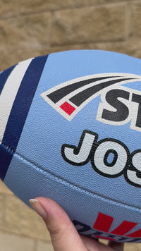 Load and play video in Gallery viewer, Personalised NSW Blues State Of Origin Official NRL Ball (Size 5)
