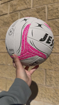 Load and play video in Gallery viewer, Personalised Gilbert 2026 White Spectra Netball (SIZE 4, 5)
