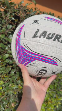 Load and play video in Gallery viewer, Personalised Gilbert White Spectra Netball (SIZE 4, 5)
