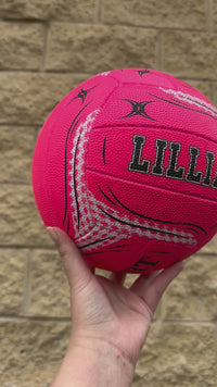 Load and play video in Gallery viewer, Personalised Gilbert Pink Spectra Netball (SIZE 5)

