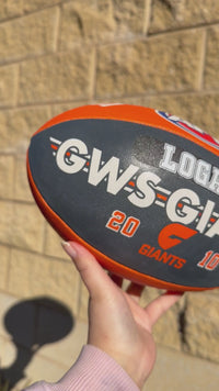 Load and play video in Gallery viewer, Personalised AFL Official GWS Giants Club Football (Size 5)
