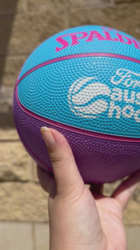Load and play video in Gallery viewer, Personalised Purple &amp; Blue Spalding Basketball (Size 3)
