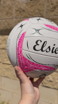 Load and play video in Gallery viewer, Personalised Gilbert 2026 White Spectra Netball (SIZE 4, 5)
