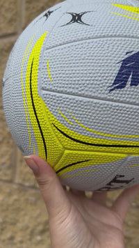 Load and play video in Gallery viewer, Personalised Gilbert Phoenix Netball White and Yellow (SIZE 4)
