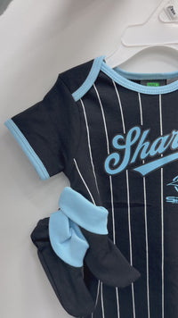 Load and play video in Gallery viewer, Personalised Cronulla Sharks NRL Lullaby 3pc Baby Gift Set
