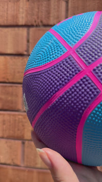 Load and play video in Gallery viewer, Personalised Purple &amp; Blue Spalding Basketball (Size 3)
