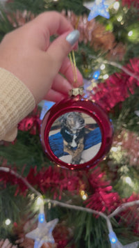 Load and play video in Gallery viewer, Personalised Red Christmas Bauble
