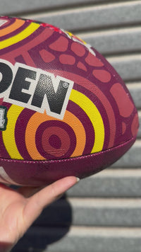Load and play video in Gallery viewer, Personalised Indigenous QLD Maroons Official NRL Ball (size 5)
