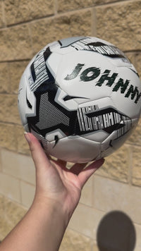 Load and play video in Gallery viewer, Personalised Mi-Ball Black Soccer Ball (Size 3, 4, 5)
