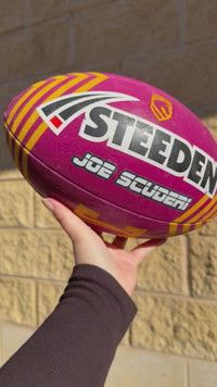 Load and play video in Gallery viewer, Personalised Brisbane Broncos Official NRL Ball (Size 5) - 3 Day Dispatch

