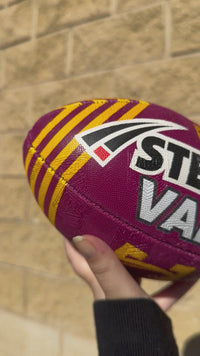 Load and play video in Gallery viewer, Personalised Brisbane Broncos Official NRL Ball (11inch mini ball)

