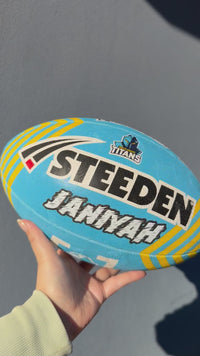 Load and play video in Gallery viewer, Personalised Gold Coast Titans Official NRL Ball (Size 5)
