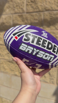 Load and play video in Gallery viewer, Personalised Melbourne Storm Official NRL Ball (11inch mini ball)

