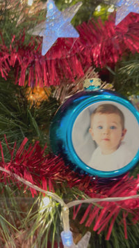Load and play video in Gallery viewer, Personalised Blue Christmas Bauble
