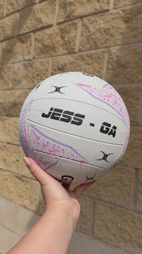 Load and play video in Gallery viewer, Personalised Gilbert Phoenix Netball White (SIZE 5)
