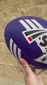 Load and play video in Gallery viewer, Personalised Melbourne Storm Official NRL Ball (Size 5)
