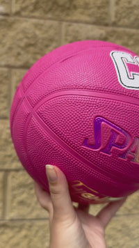 Load and play video in Gallery viewer, Personalised Spalding Rubber Pink Highlight Rush Basketball (Size 5, 6)
