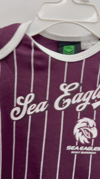 Load and play video in Gallery viewer, Personalised Manly Sea Eagles NRL Lullaby 3pc Baby Gift Set

