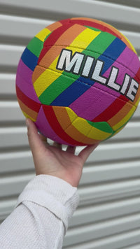 Load and play video in Gallery viewer, Personalised Mi-Ball Envision Rainbow Netball (SIZE 4, 5)
