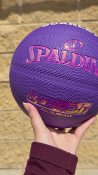 Load and play video in Gallery viewer, Personalised Spalding Rubber Purple Highlight Rush Basketball (Size 5, 6)
