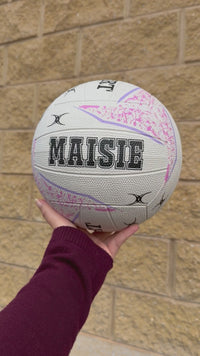 Load and play video in Gallery viewer, Personalised Gilbert Phoenix Netball White (SIZE 5)
