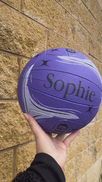 Load and play video in Gallery viewer, Personalised Gilbert Phoenix Netball Lilac (SIZE 5)
