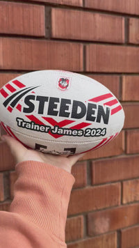 Load and play video in Gallery viewer, Personalised St George Dragons Official NRL Ball (11inch mini ball)
