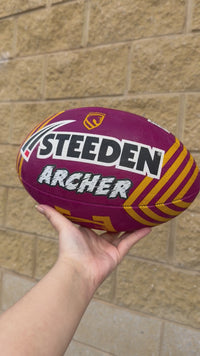 Load and play video in Gallery viewer, Personalised Brisbane Broncos Official NRL Ball (Size 5)
