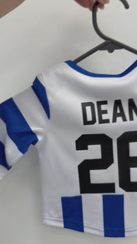 Load and play video in Gallery viewer, Personalised North Melbourne Kangaroos AFL Toddler Guernsey
