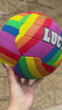 Load and play video in Gallery viewer, Personalised Mi-Ball Envision Rainbow Netball (SIZE 4, 5)
