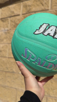 Load and play video in Gallery viewer, Personalised Spalding Rubber Teal Highlight Rush Basketball (Size 5, 6)
