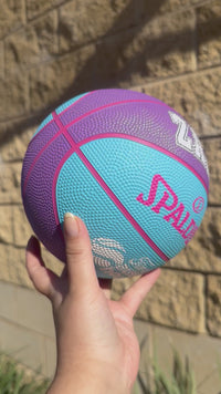 Load and play video in Gallery viewer, Personalised Purple &amp; Blue Spalding Basketball (Size 3)
