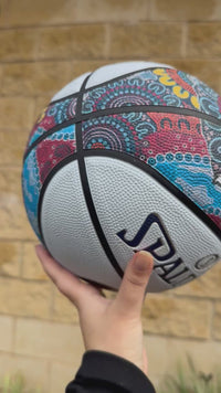 Load and play video in Gallery viewer, Personalised Spalding NBL White Indigenous Basketball (Size 7)
