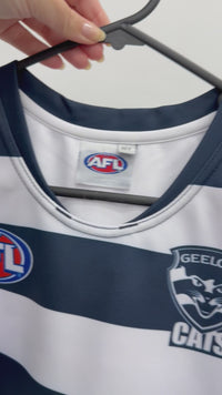 Load and play video in Gallery viewer, Personalised Geelong Cats AFL Guernsey
