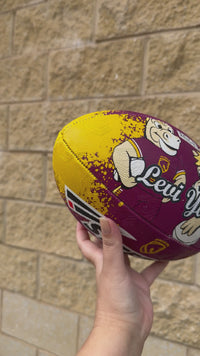 Load and play video in Gallery viewer, Personalised Limited Edition Brisbane Broncos Mascot Official NRL Ball (Size 3)
