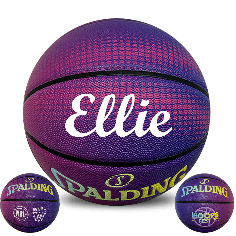 Personalised Spalding NBL Hoops Fest Composite leather Purple/Blue Basketball - (Size 6)