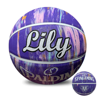 Load image into Gallery viewer, Personalised Spalding Rubber Basketball Purple Multi Marble (Size 5, 6)
