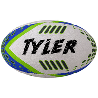 Load image into Gallery viewer, Personalised White/Blue/Green Aus Star Sports Rugby Union Ball (Size 5)
