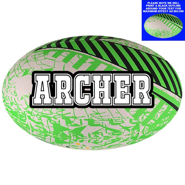 Personalised Green Aus Star Sports Rugby League Ball (Size 5) NPA