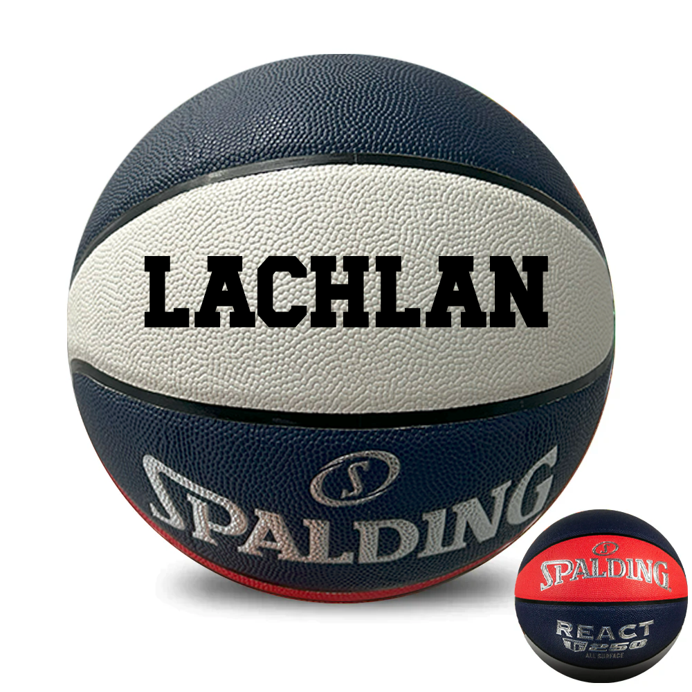 Personalised Spalding Composite Leather Red/White/Blue TF-250 Basketball (Size 5, 6, 7)