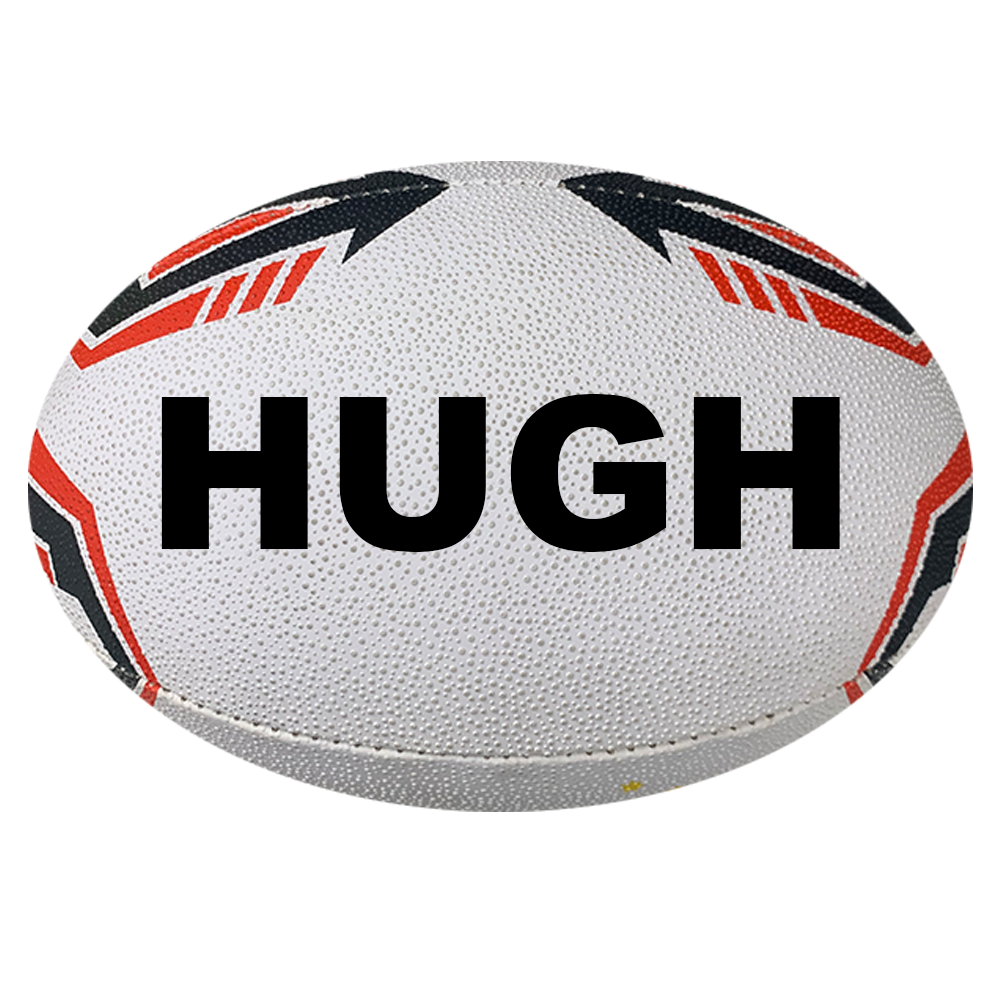 Personalised White/Red Aus Star Sports Rugby Union Ball (Size 3)